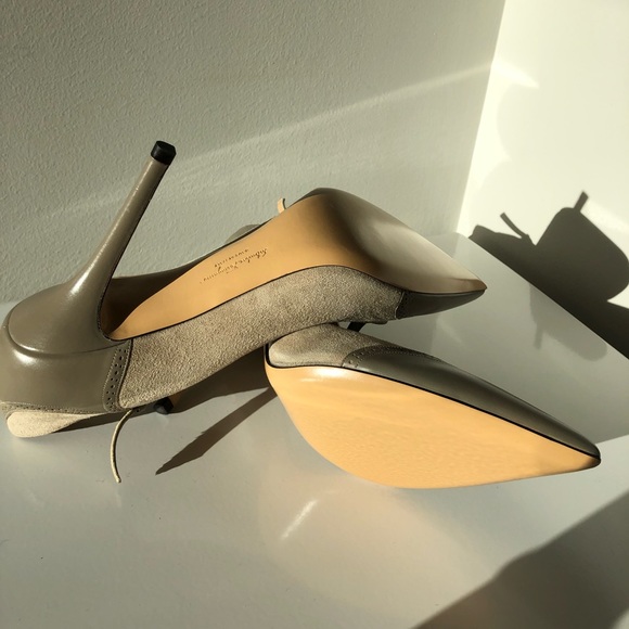 Salvatore Ferragamo beige suede lace heels womens - Picture 5 of 7